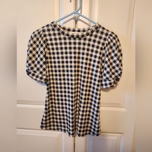 Ces Femme Black and White Plaid Blouse